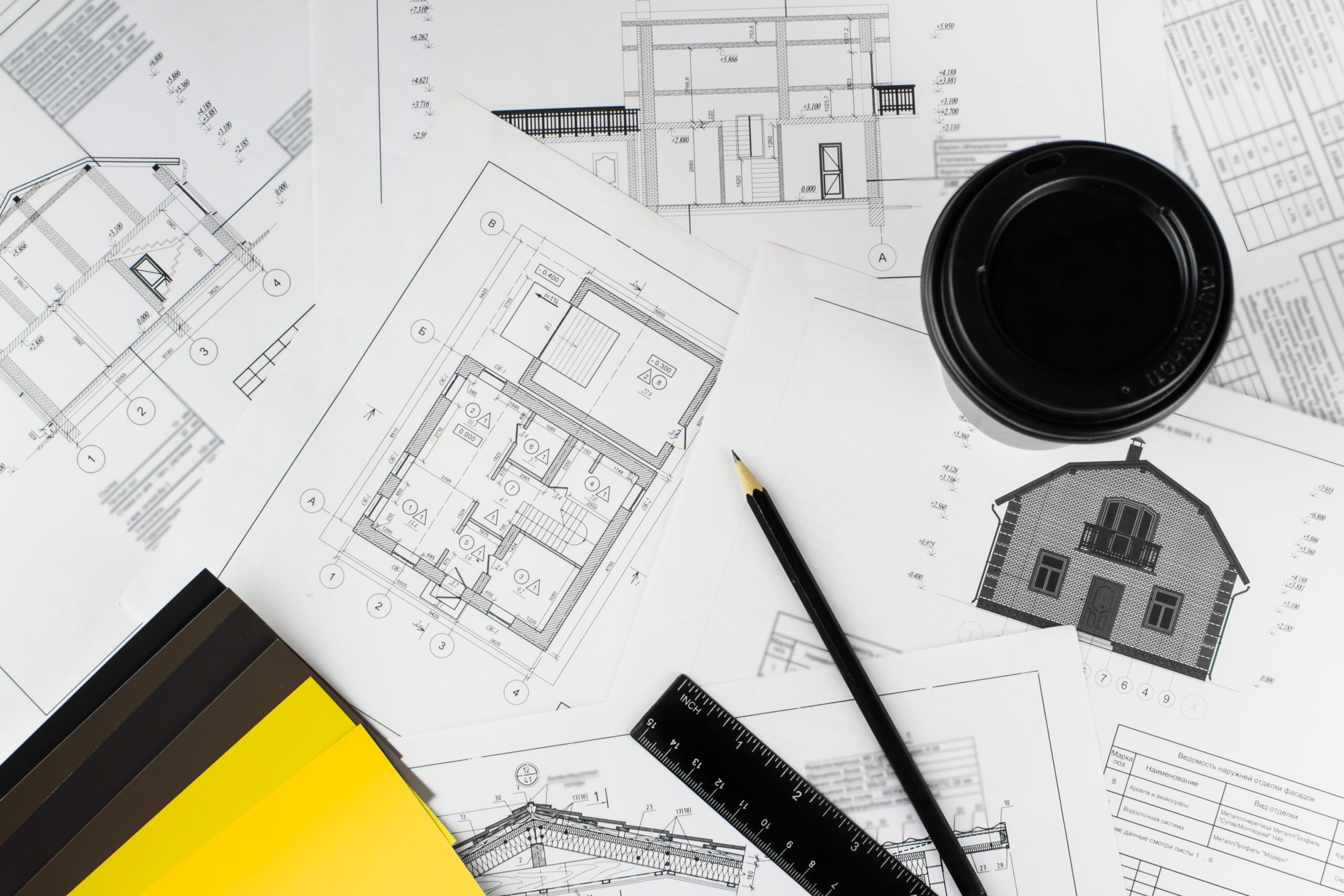 Engineering,And,Architectural,Drawings.,Architect,Workplace,Top,View.,Part,Of shutterstock 1921258496 scaled